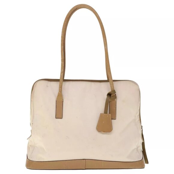 PRADA Shoulder Bag Nylon Beige Auth - Picture 1 of 16